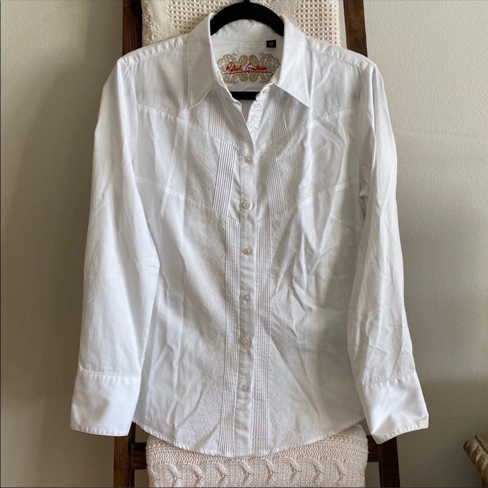 NWOT Robert Graham white embroidered button down
